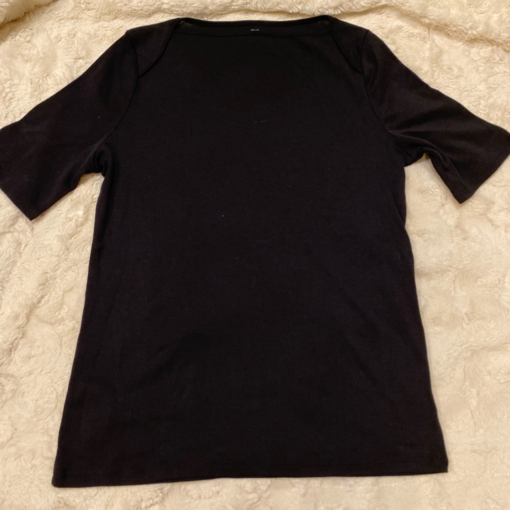 Talbots black cotton short sleeve blouse size Medium